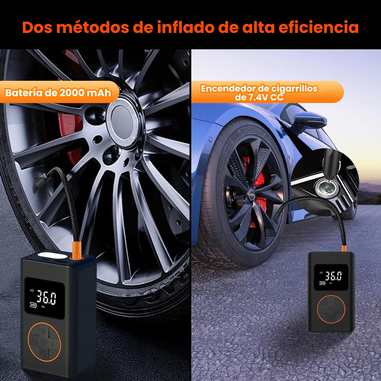 Compresor De Aire Inflador De Llantas Con Linterna Para Auto
