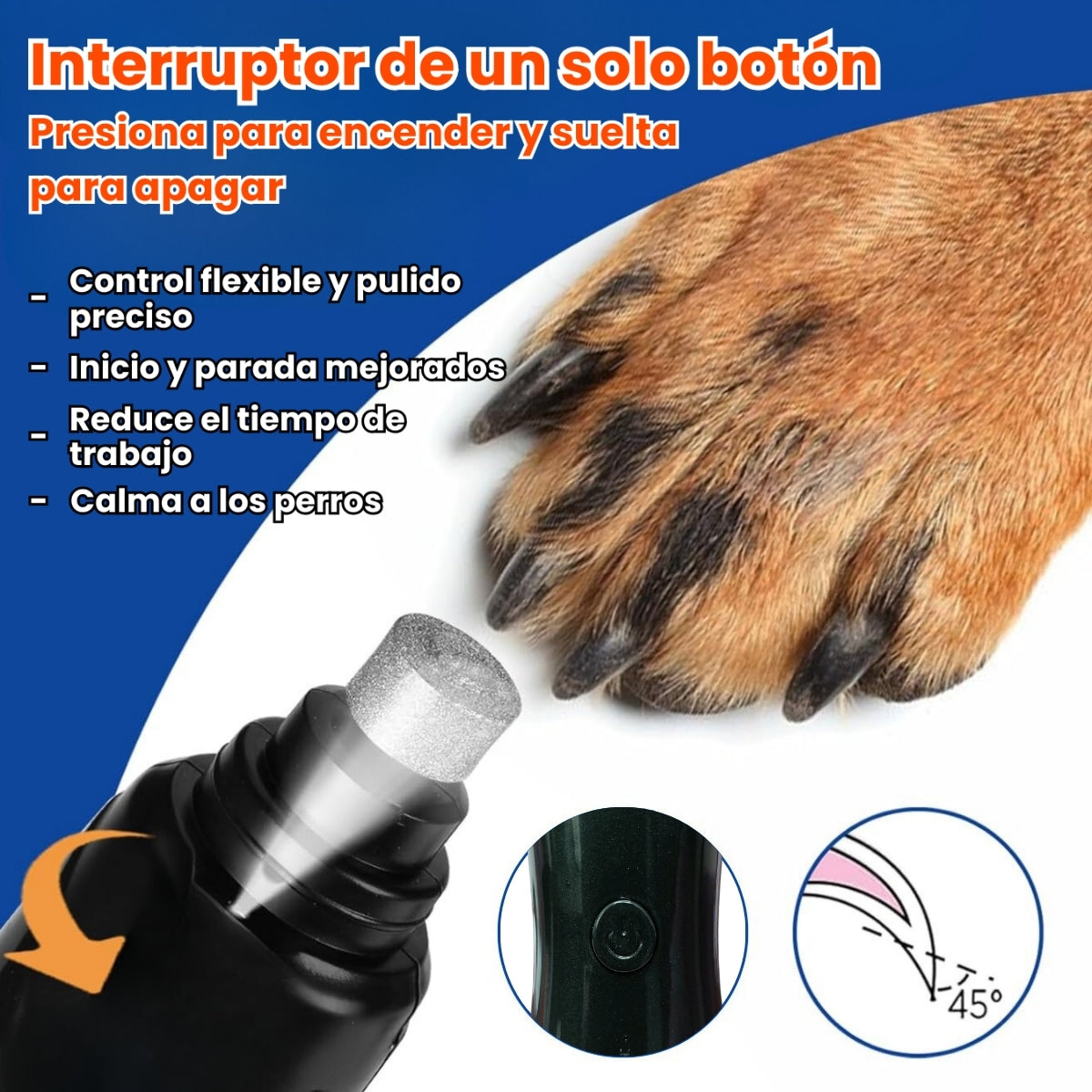 Kit Corta Uñas Y Limador Recargable Mascotas Perros y Gatos