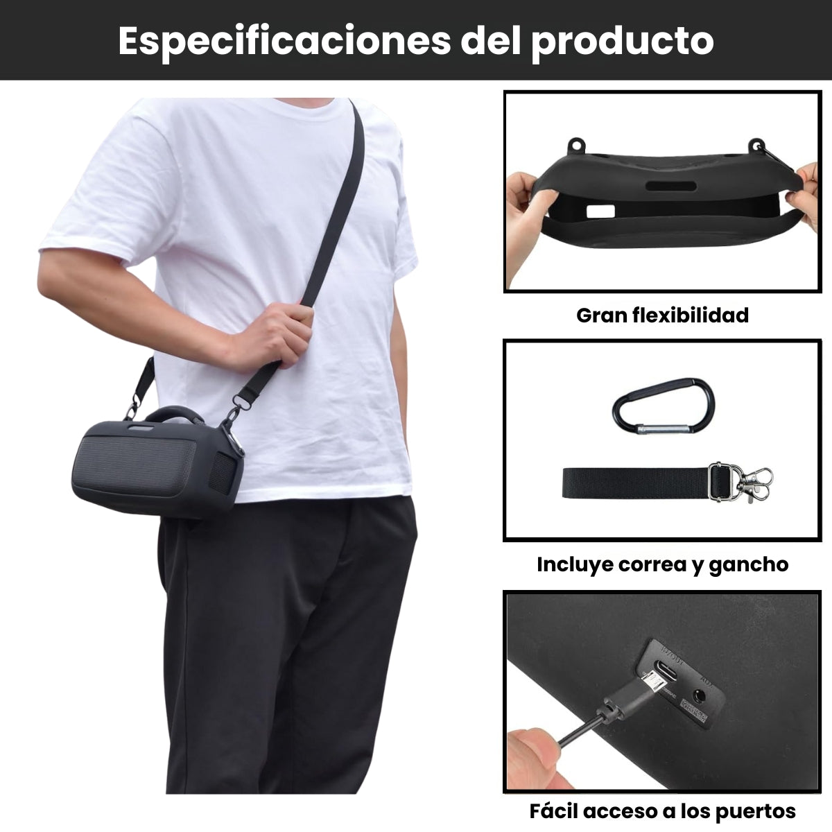 Bose Soundlink Max Funda Silicona Y Correa Para Transportar