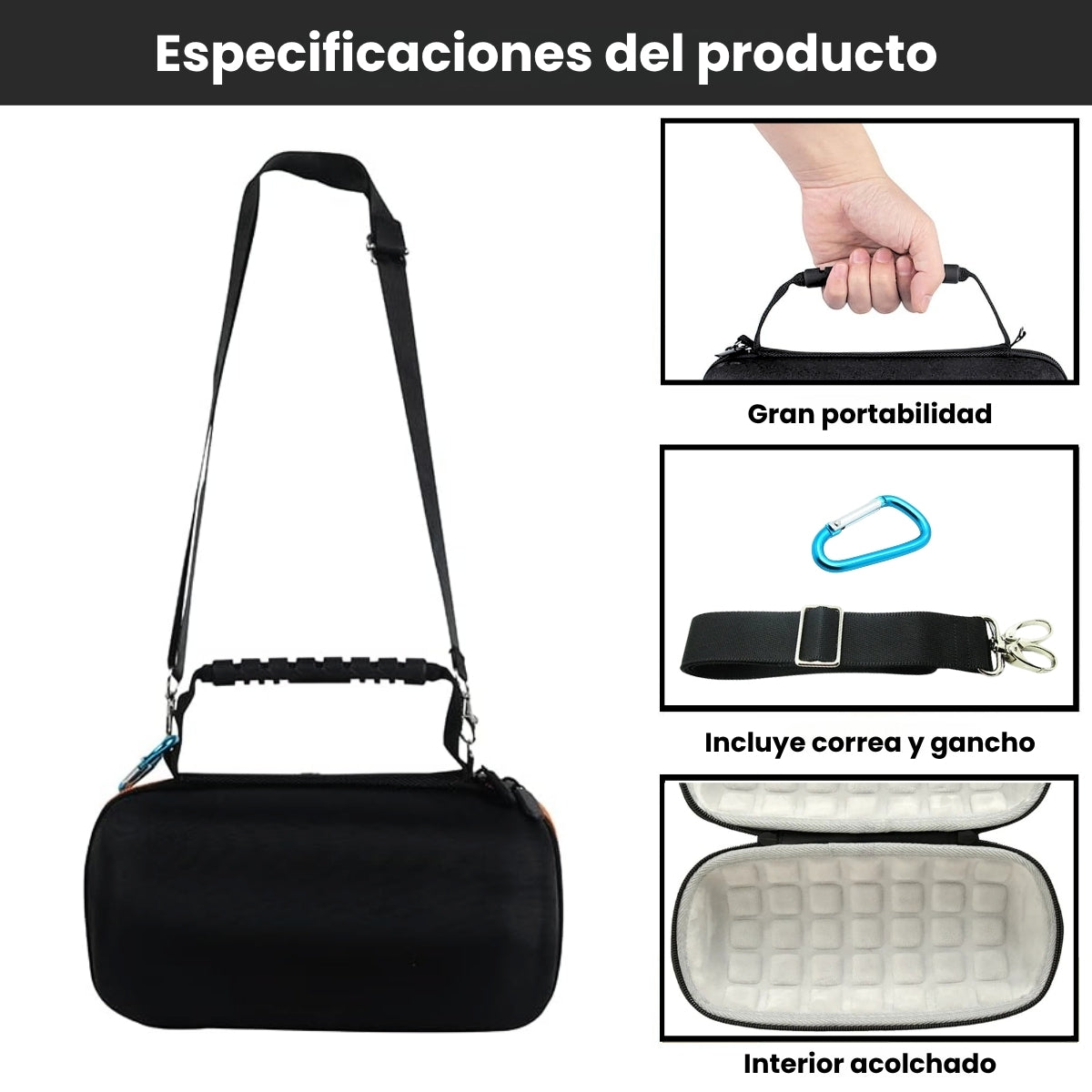 Estuche Jbl Charge 5 Portátil Rígido Impermeable Con Correa
