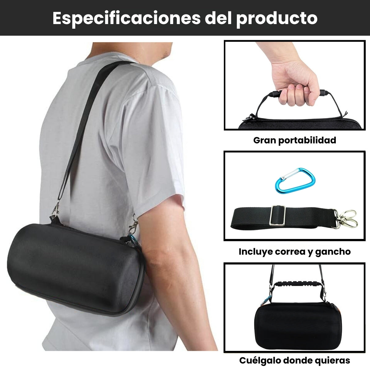 Estuche Jbl Charge 6 Rígido Protector Impermeable Con Correa