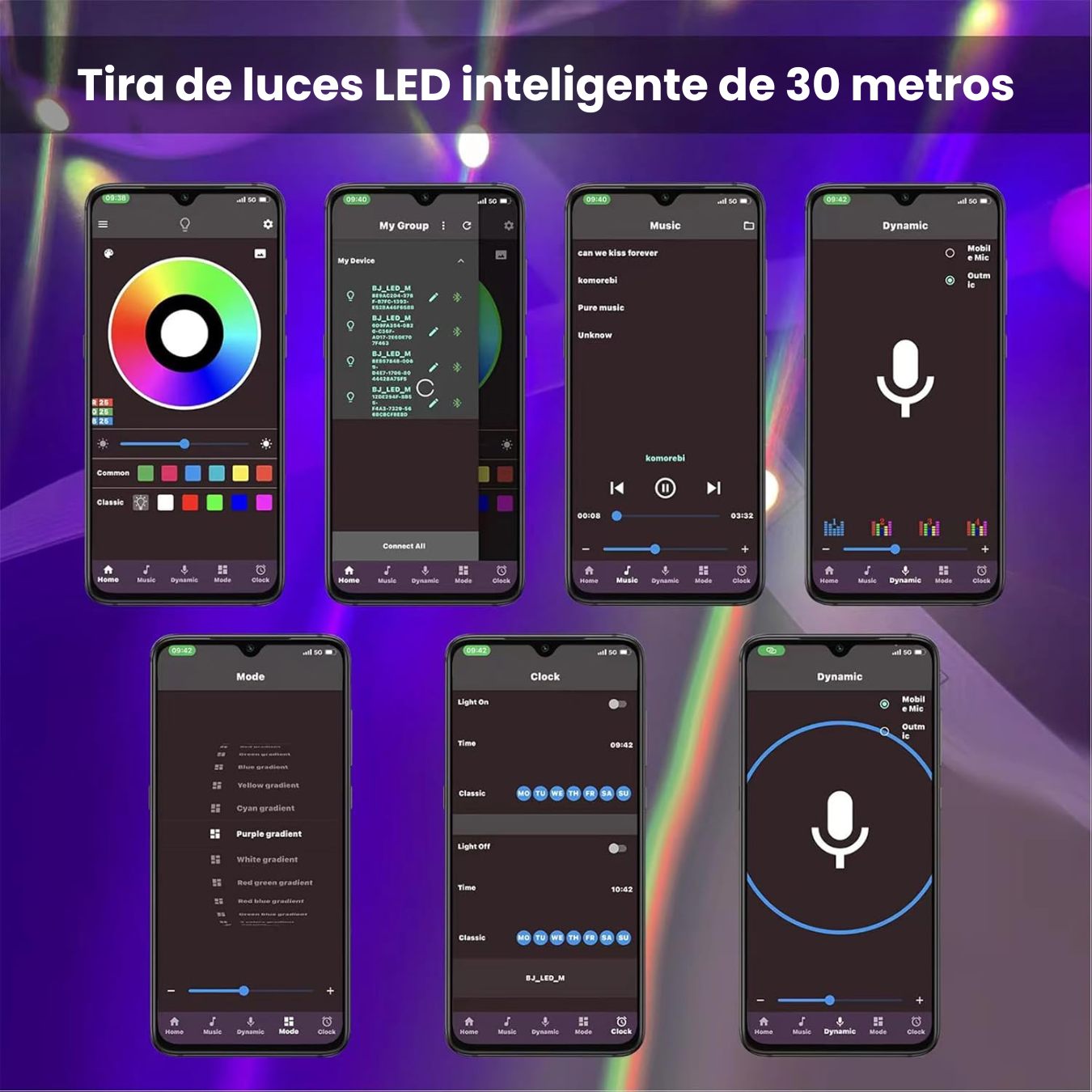 Luces Led Rgb De 30 Metros Con Control Y App Inteligente