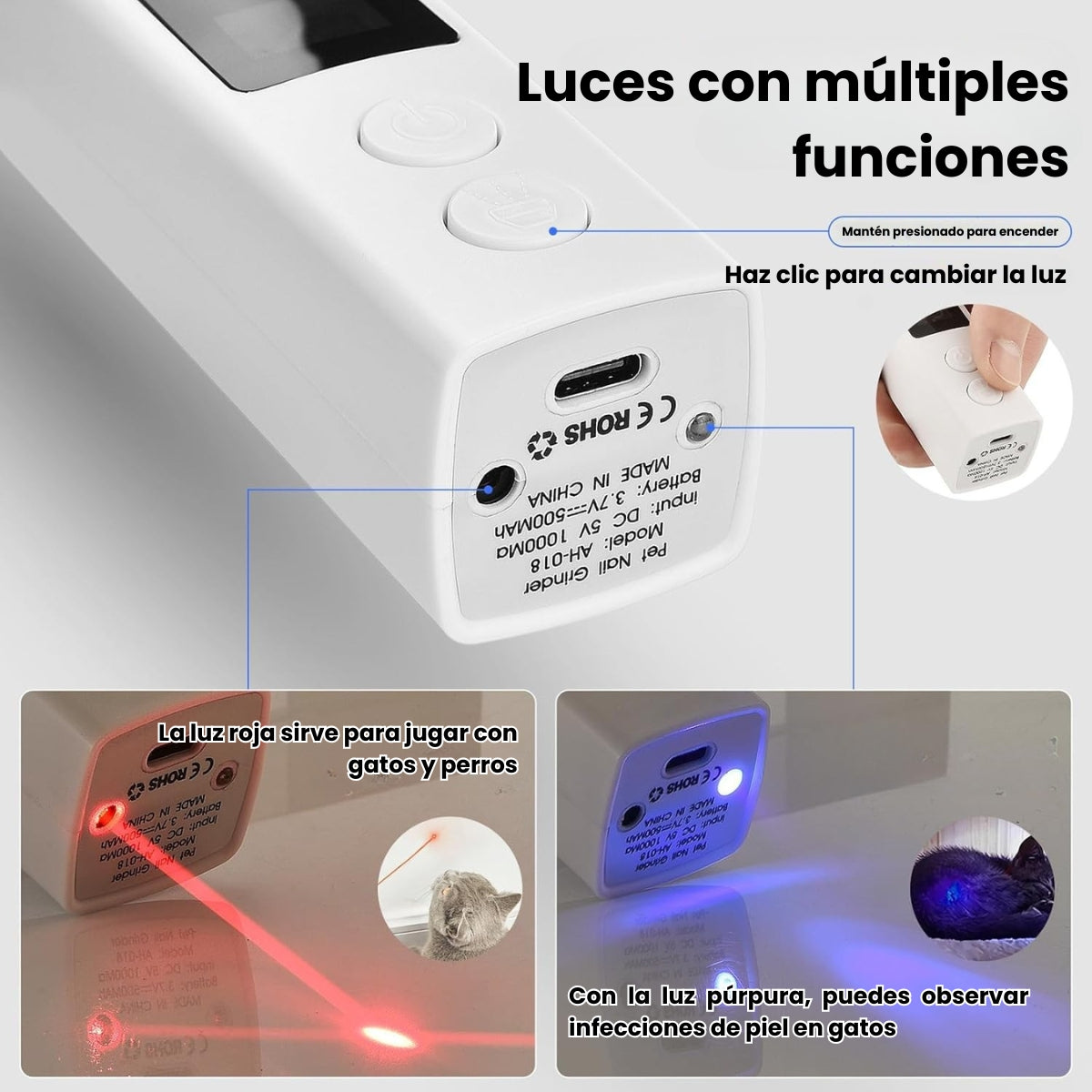 Corta Uñas de 4 Velocidades Recargable