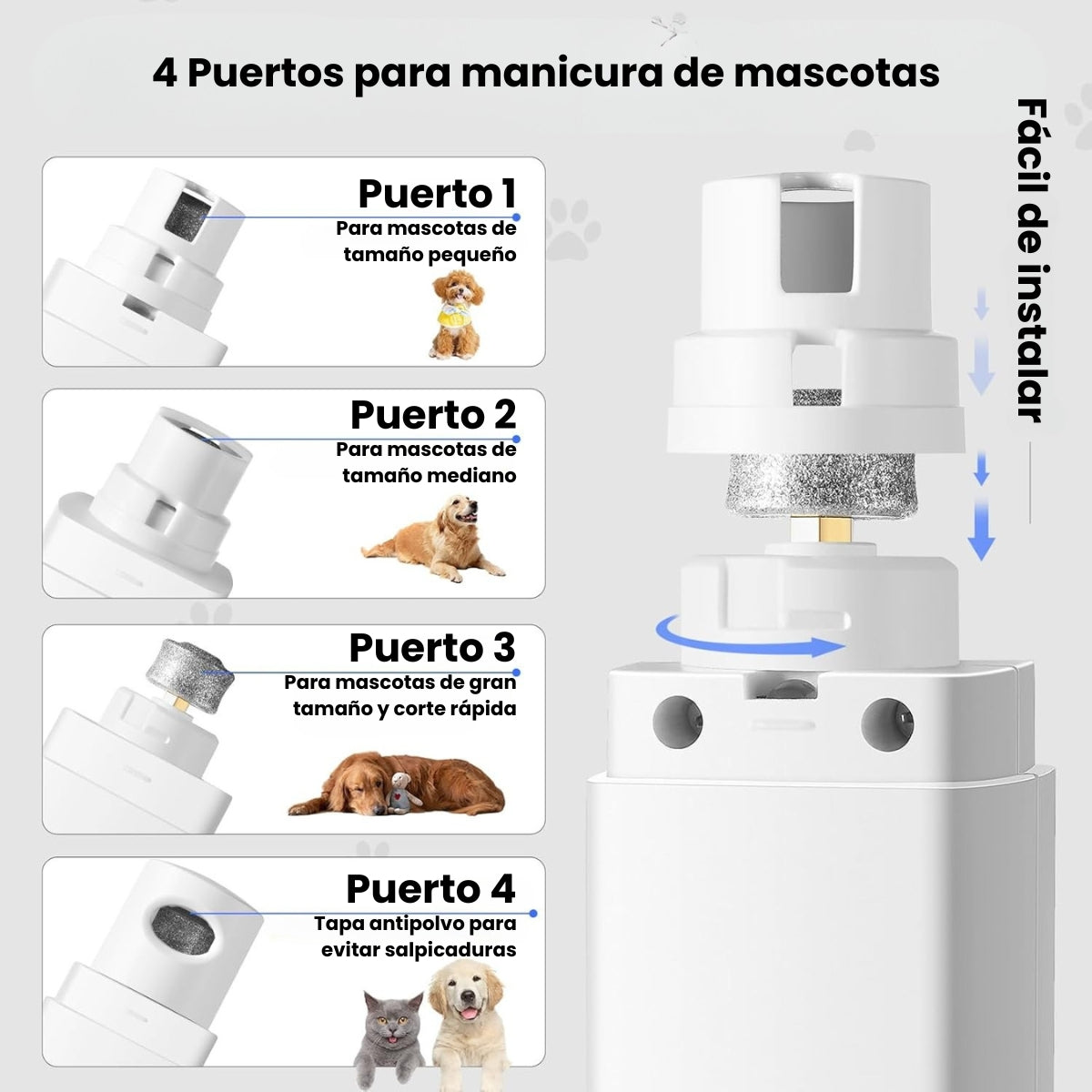Corta Uñas de 4 Velocidades Recargable