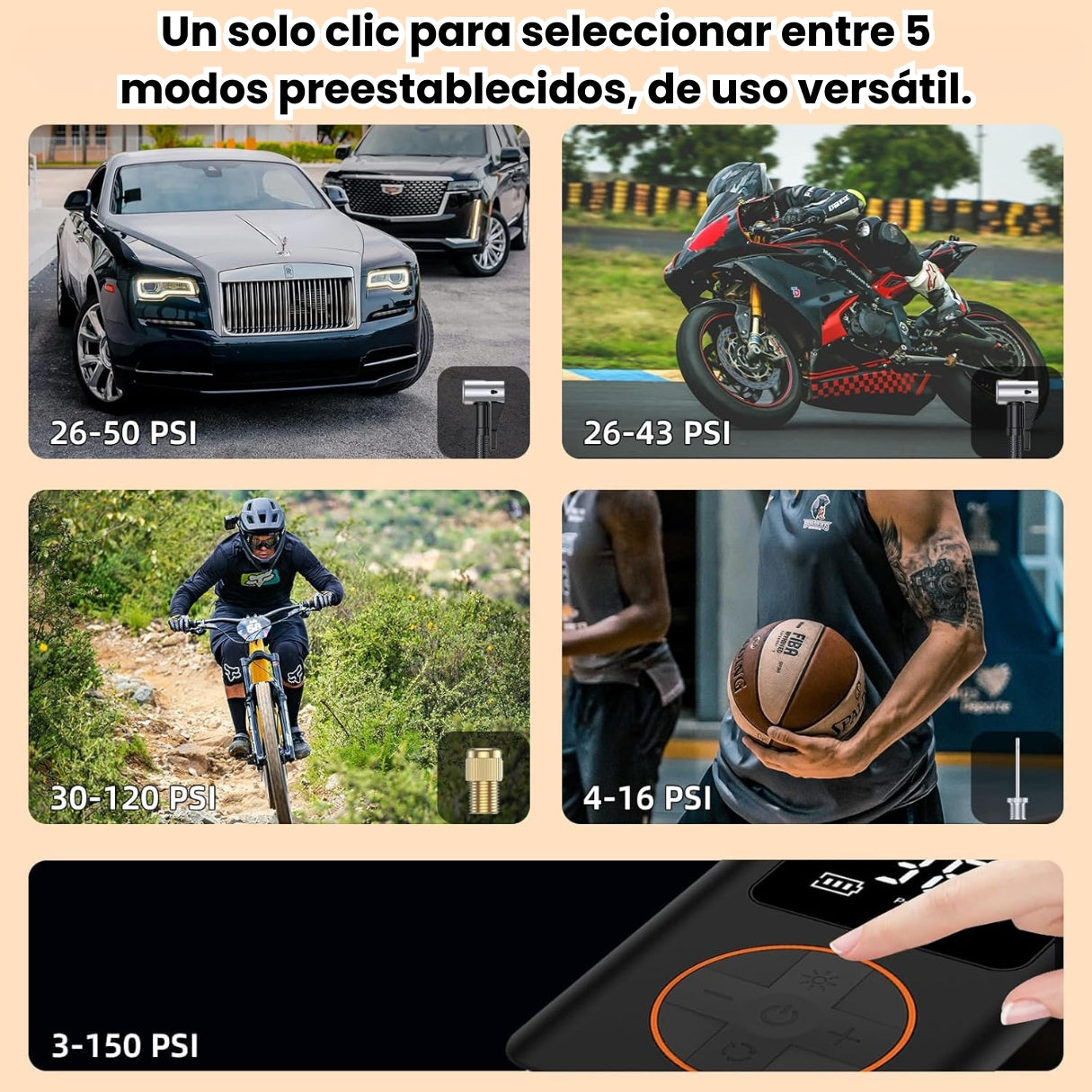 Compresor De Aire Inflador De Llantas Con Linterna Para Auto