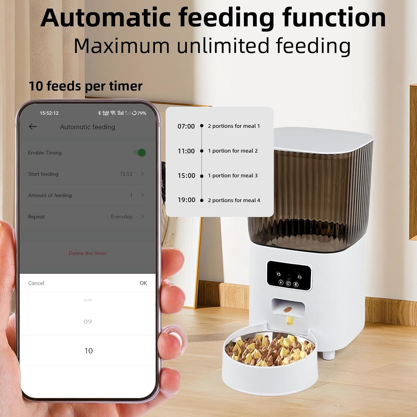 Dispensador Automatico WIFI Para Mascotas Perros y Gatos