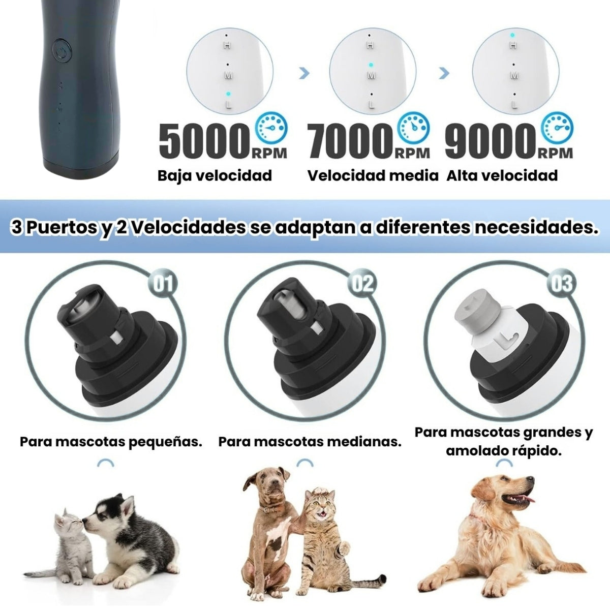 Kit Corta Uñas Y Limador Recargable Mascotas Perros y Gatos