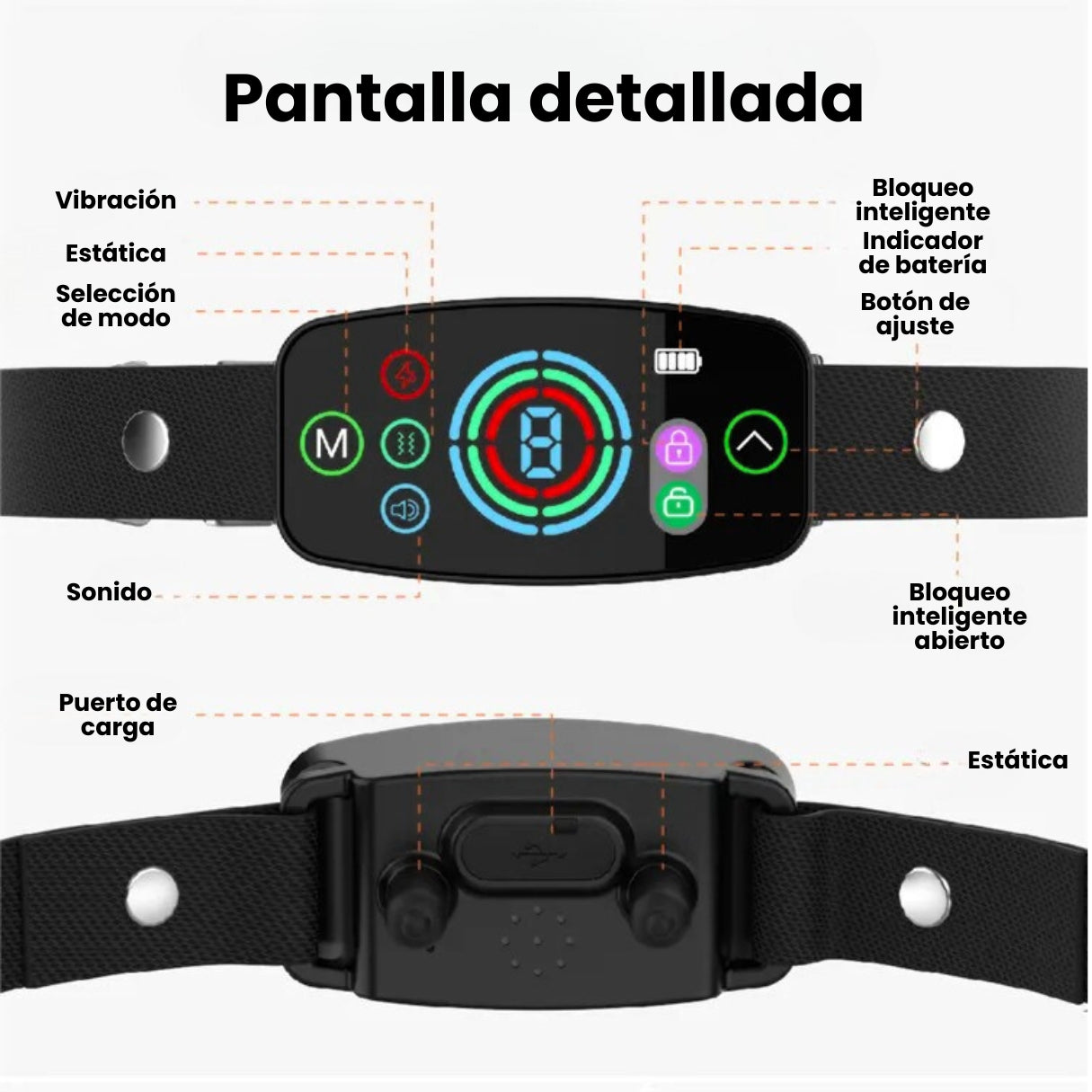 Collar Anti Ladridos De Entrenamiento De Perros Inteligente