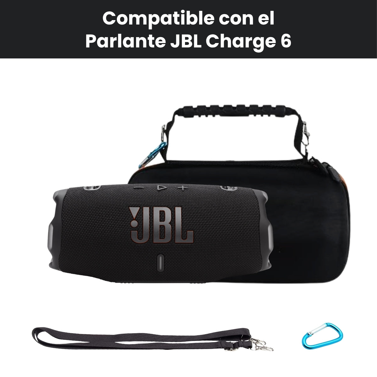 Estuche Jbl Charge 6 Rígido Protector Impermeable Con Correa