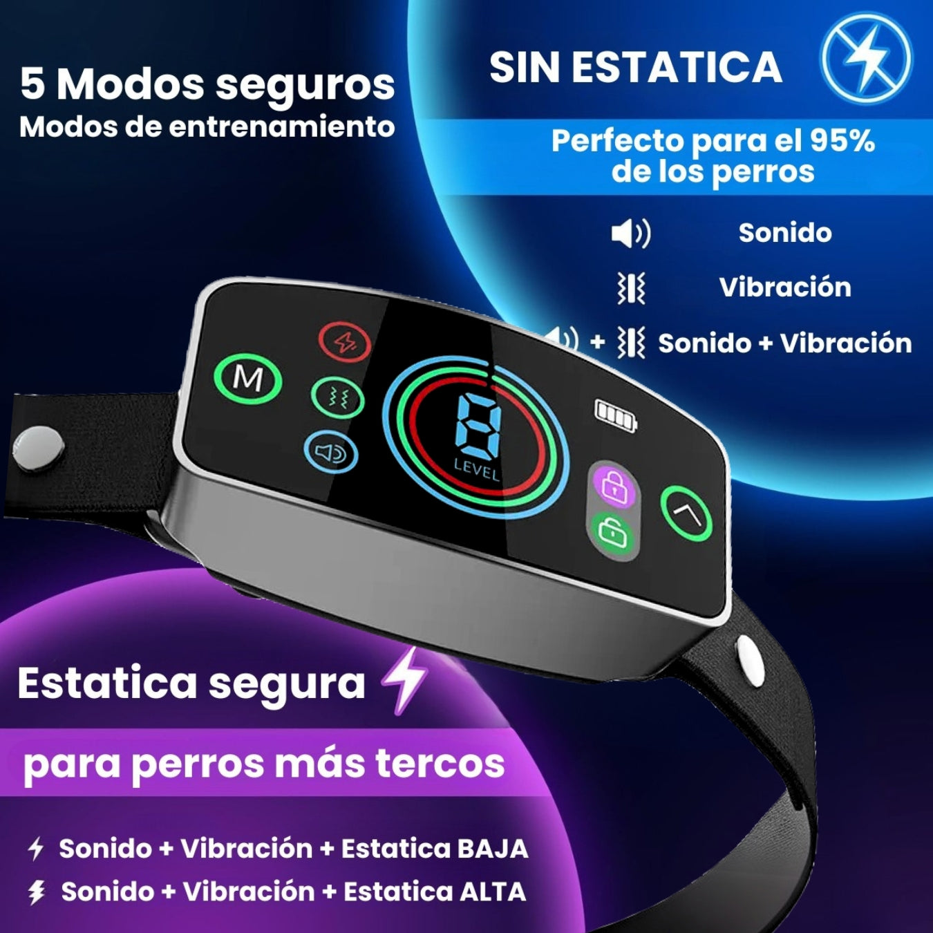 Collar Anti Ladridos De Entrenamiento De Perros Inteligente