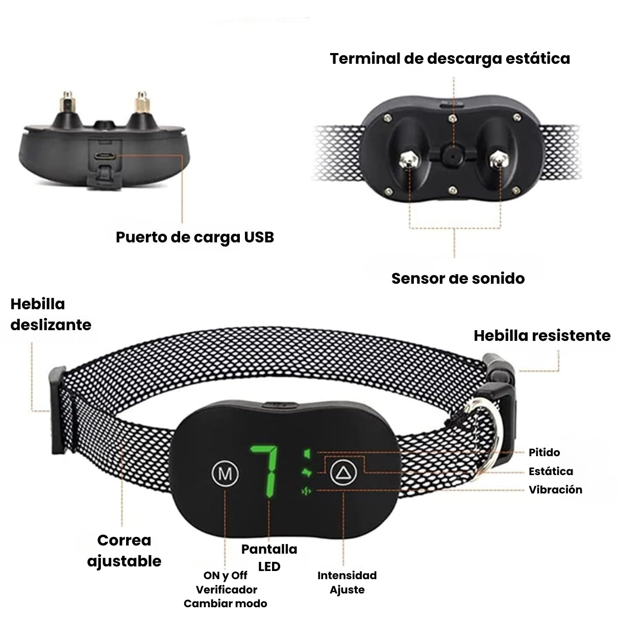 Collar De Entrenamiento Antiladridos Para Perros Inteligente