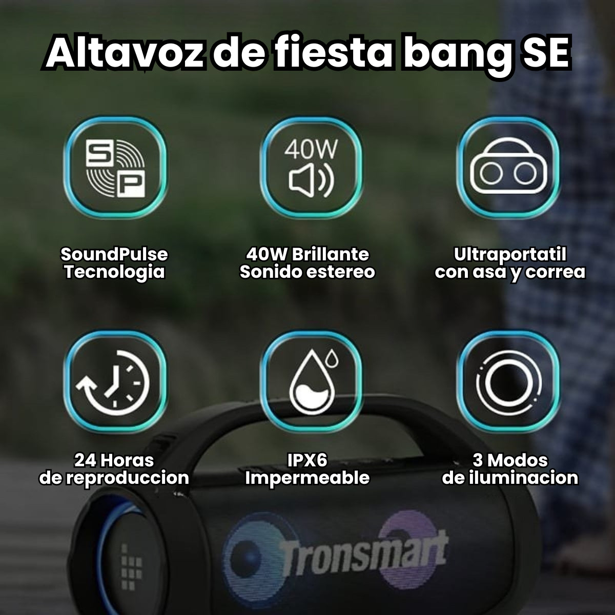 Tronsmart Bang Se Parlante Bluetooth Portatil Ipx6 Led