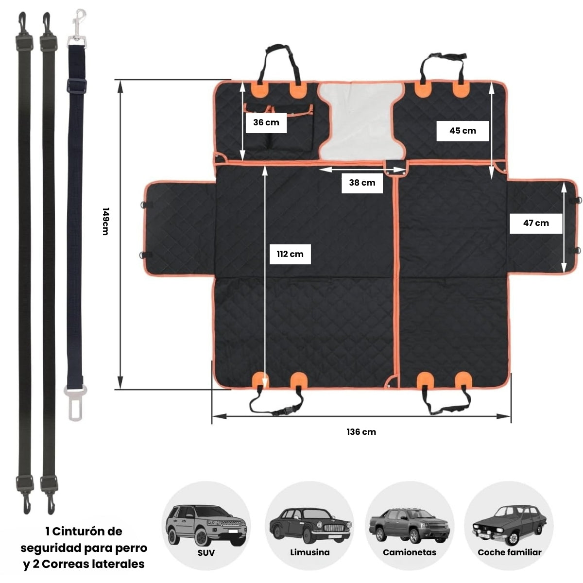 Funda Sillas Carro Protector Asiento Auto Mascota Perros