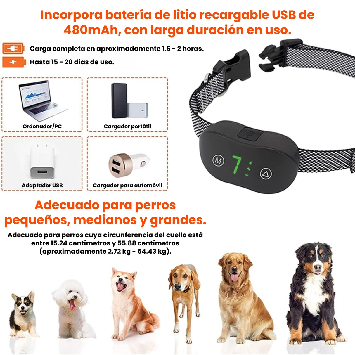 Collar De Entrenamiento Antiladridos Para Perros Inteligente