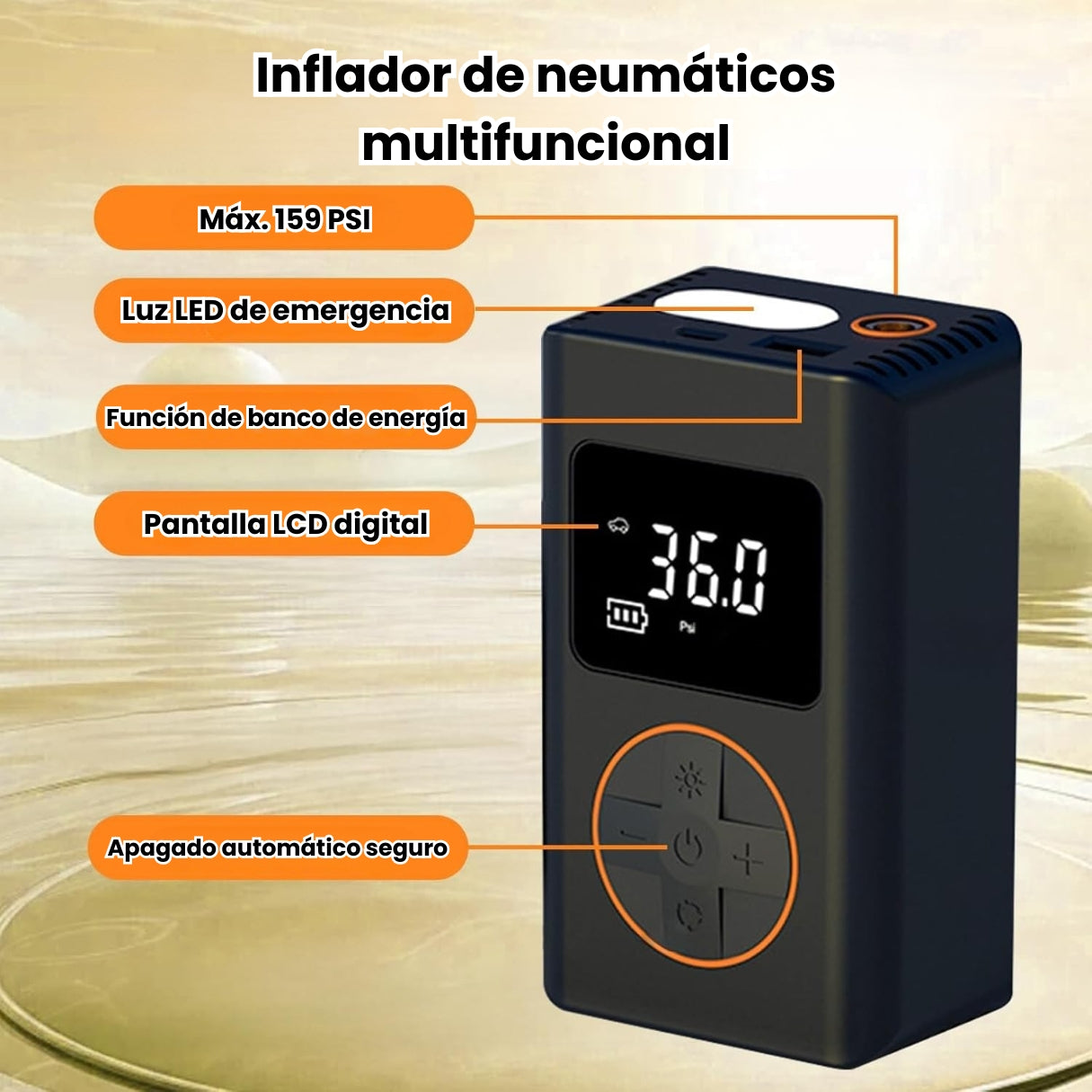 Compresor De Aire Inflador De Llantas Con Linterna Para Auto