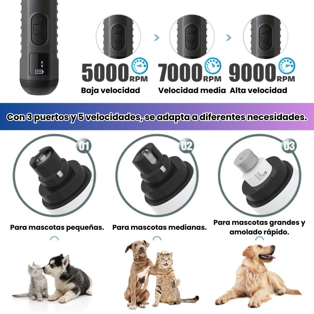 Corta Uñas y Pulidor Eléctrico Para Mascotas