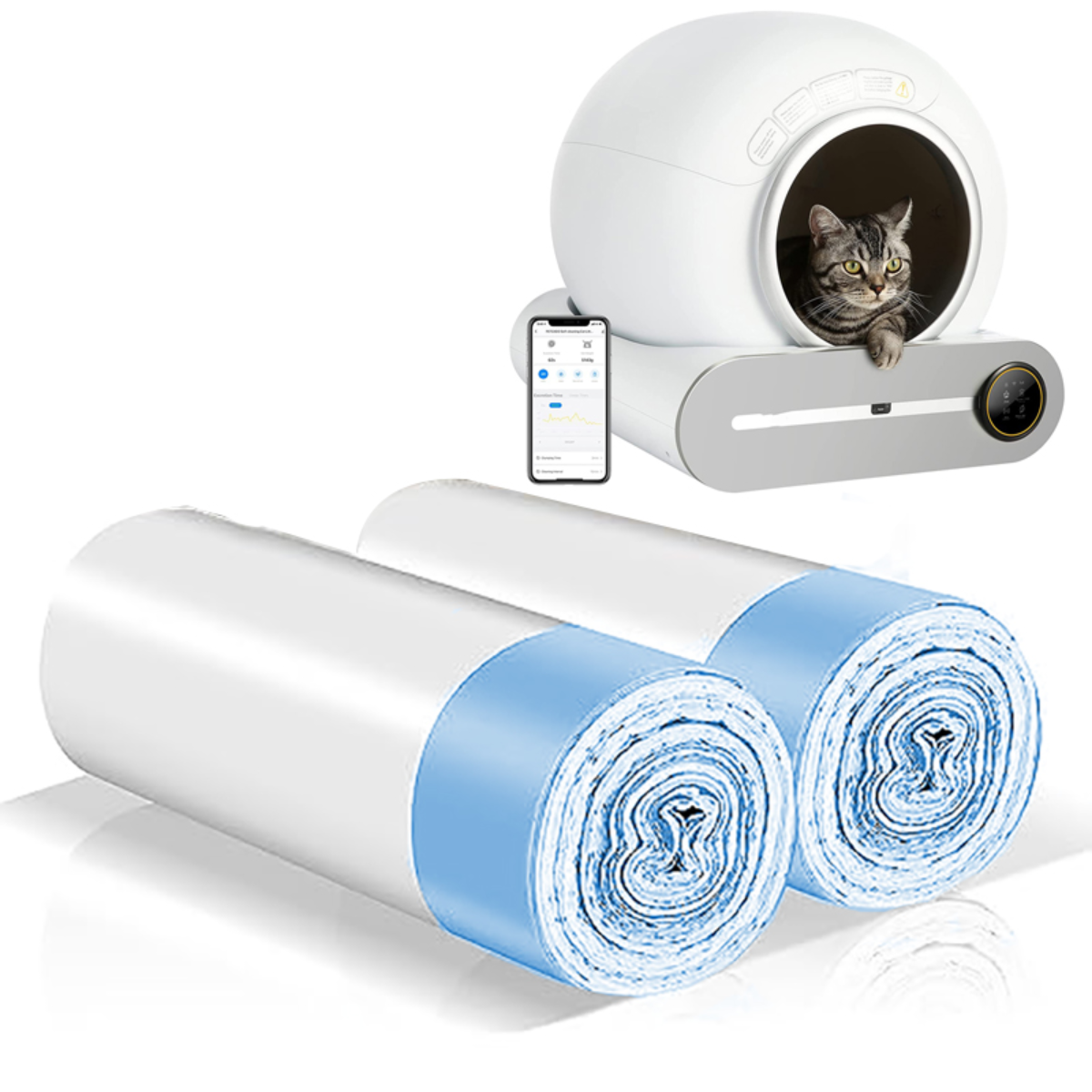 Rollos De Bolsas Para Caja Arenero Automatico Gatos Mascotas