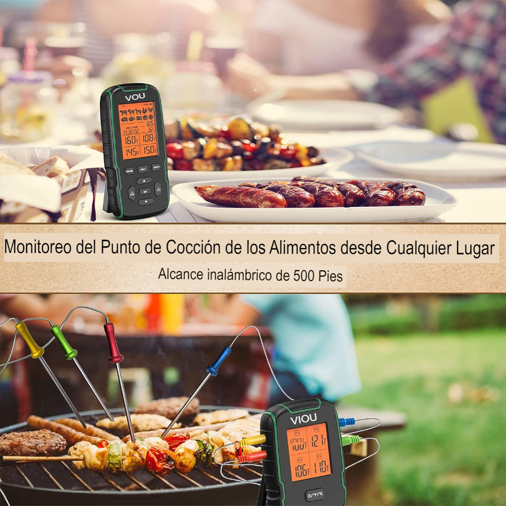 Termómetro Cocina Sonda Acero Cuádruple Carne Chef Digital