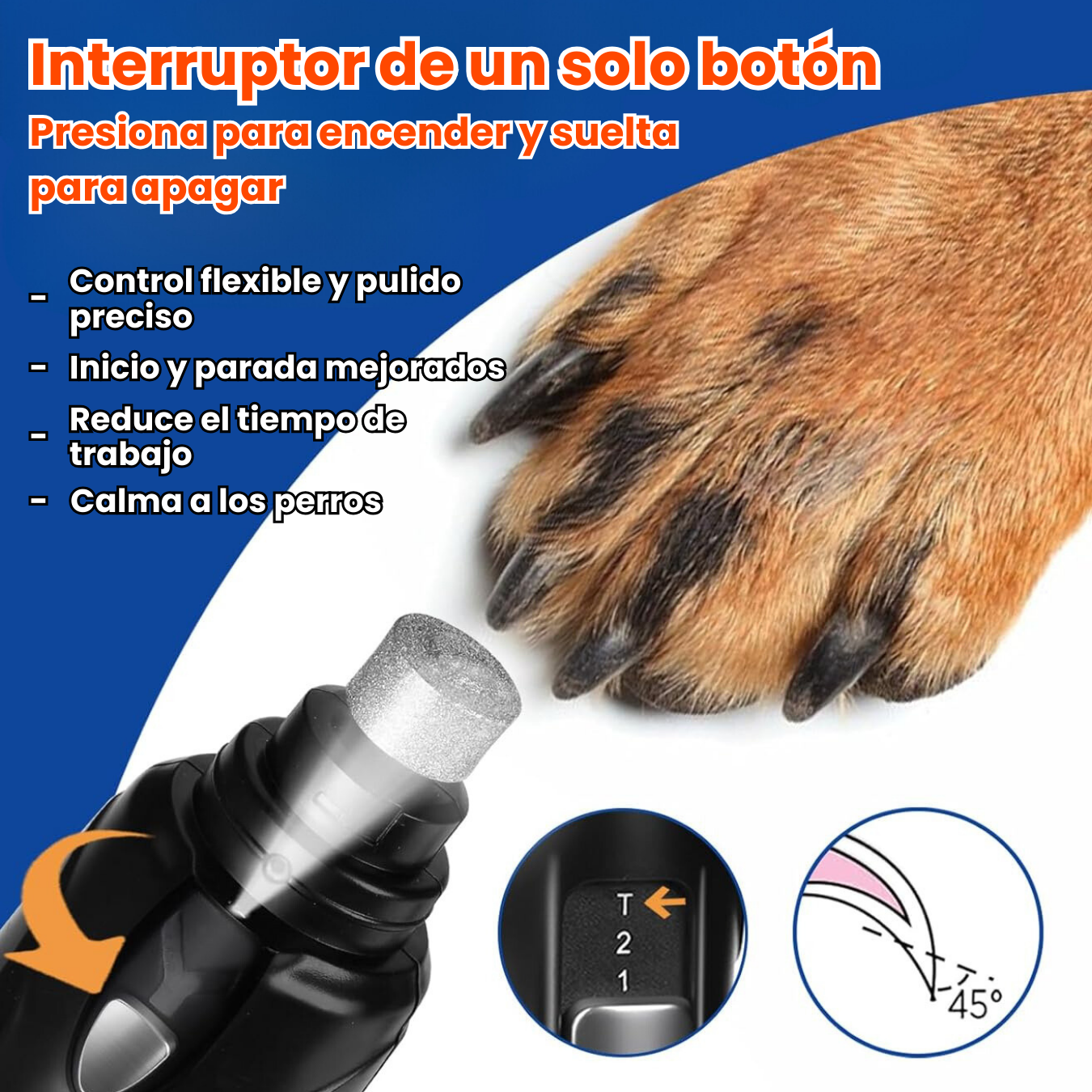 Corta Uñas y Pulidor Eléctrico Para Mascotas