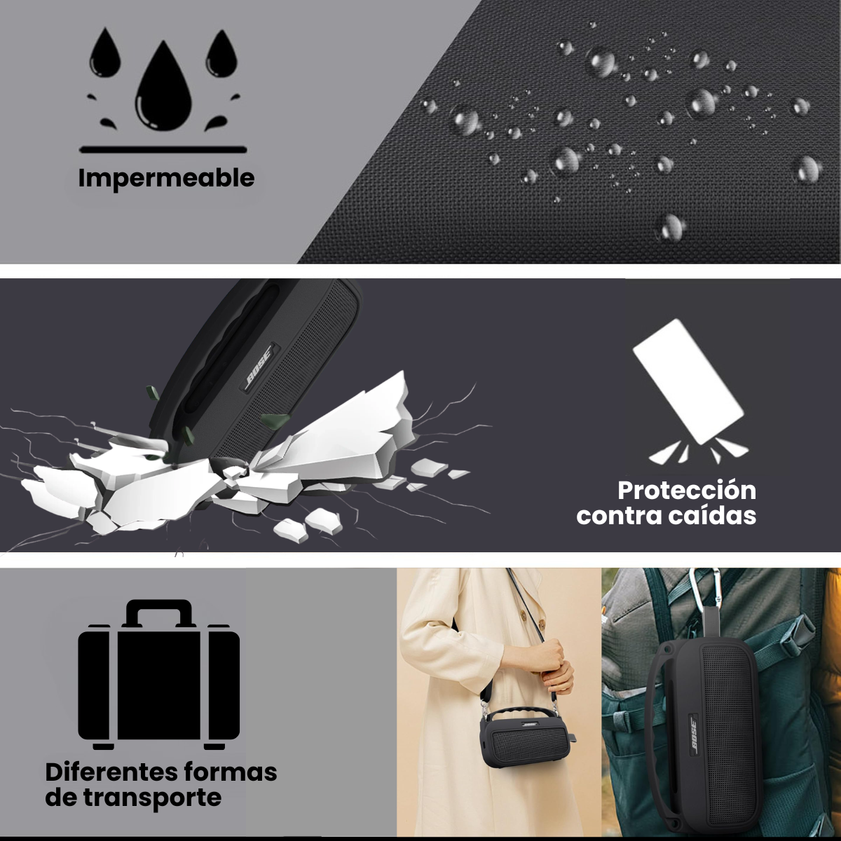 Silicona Bose Soundlink Plus Funda Y Correa Para Transportar