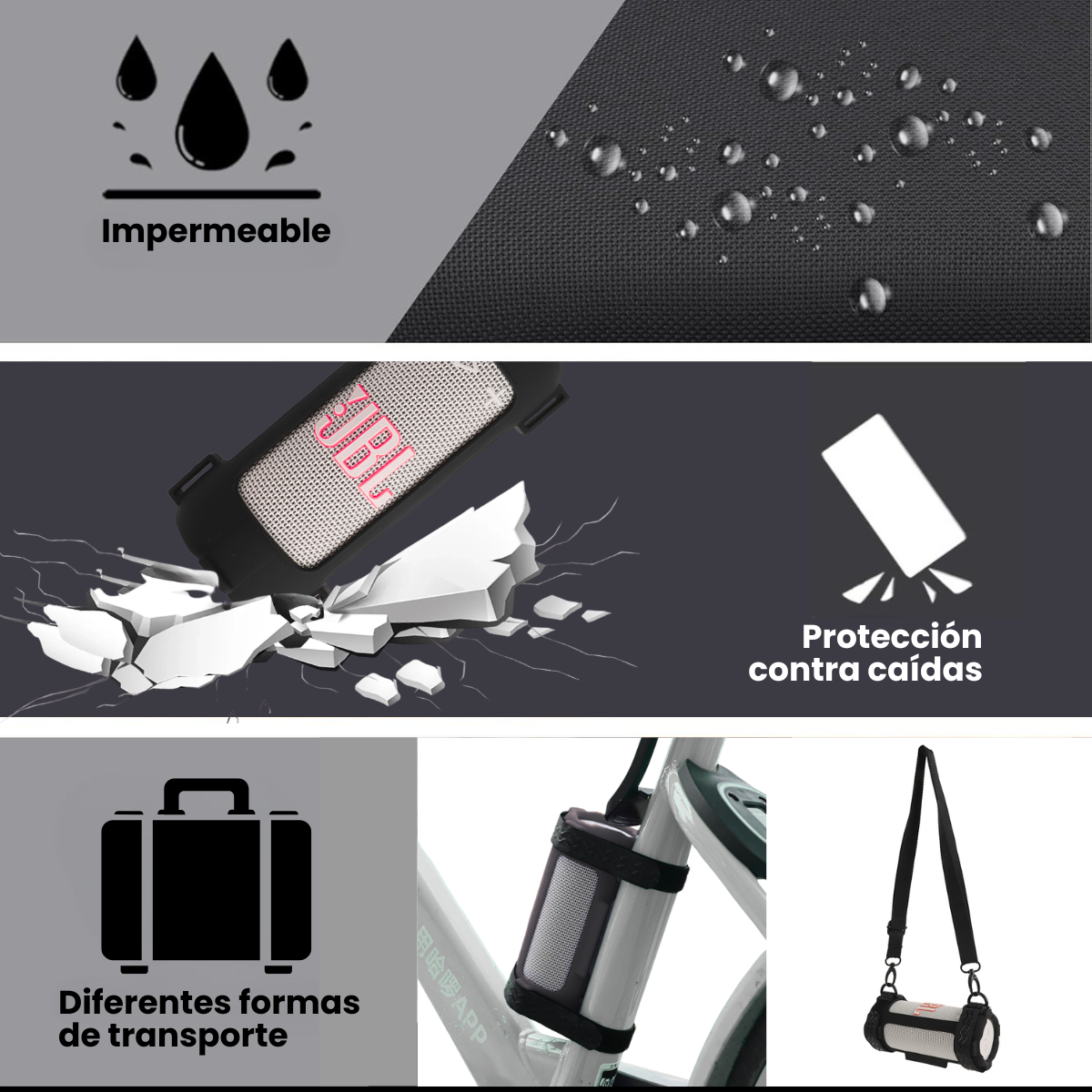 Silicona Protectora JBL Grip Funda A La Medida Con Correa