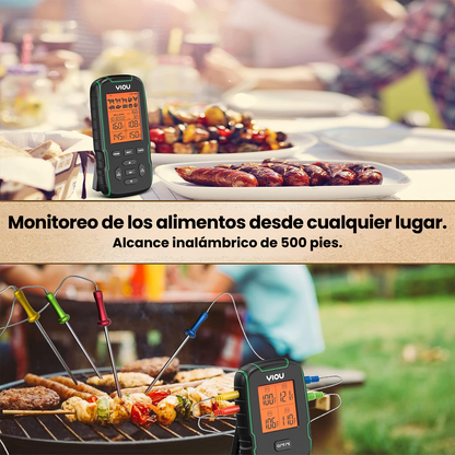 Termómetro Cocina Sonda Acero Cuádruple Carne Chef Digital