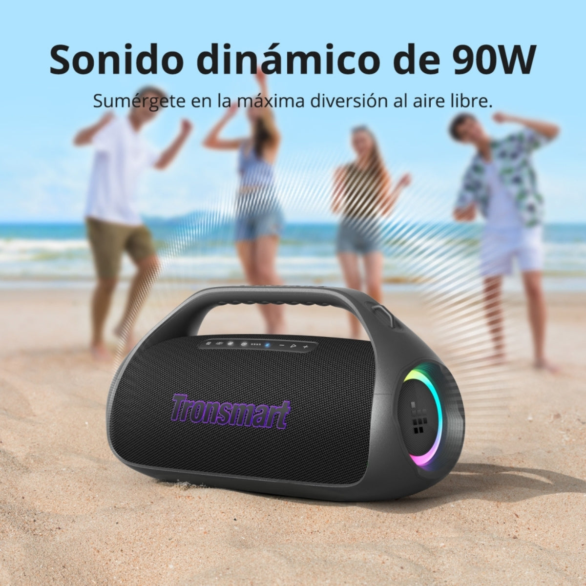 Parlante Tronsmart Bang 2 Bluetooth Portátil Altavoz 90w Led Negro 5v