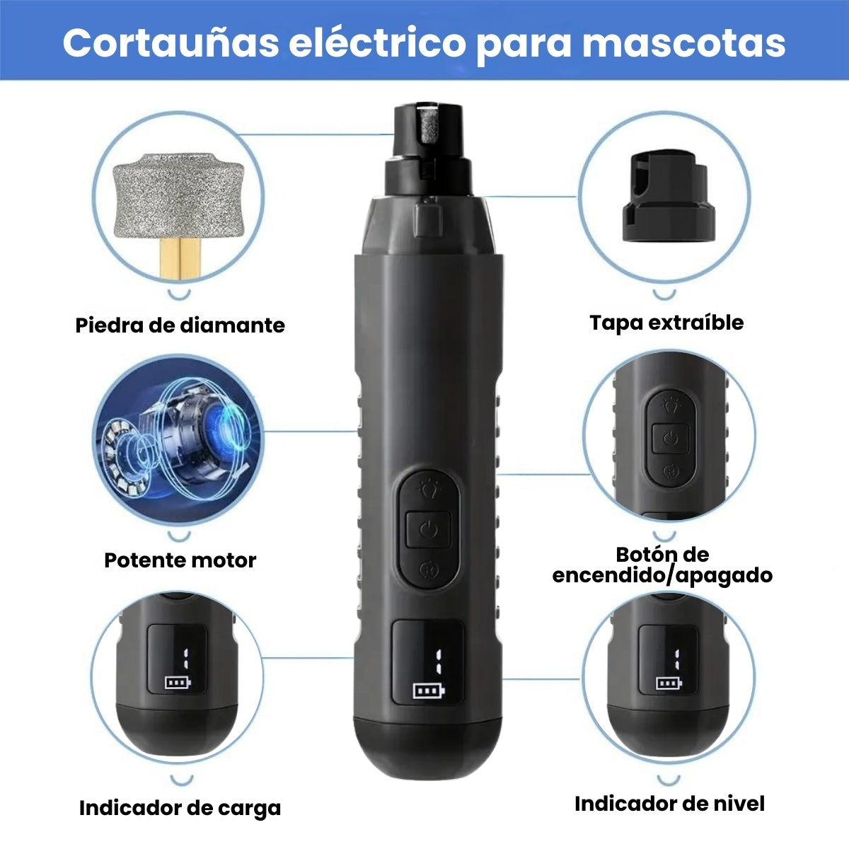 Corta Uñas y Pulidor Eléctrico Para Mascotas
