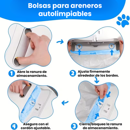 Rollos De Bolsas Para Caja Arenero Automatico Gatos Mascotas