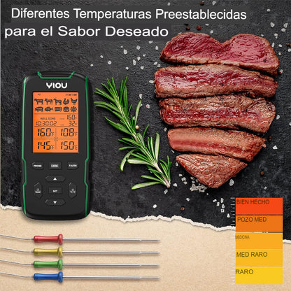 Termómetro Cocina Sonda Acero Cuádruple Carne Chef Digital