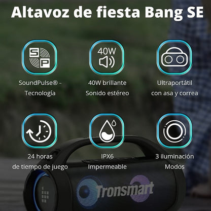 Tronsmart Bang Se Parlante Bluetooth Portatil Ipx6 Led