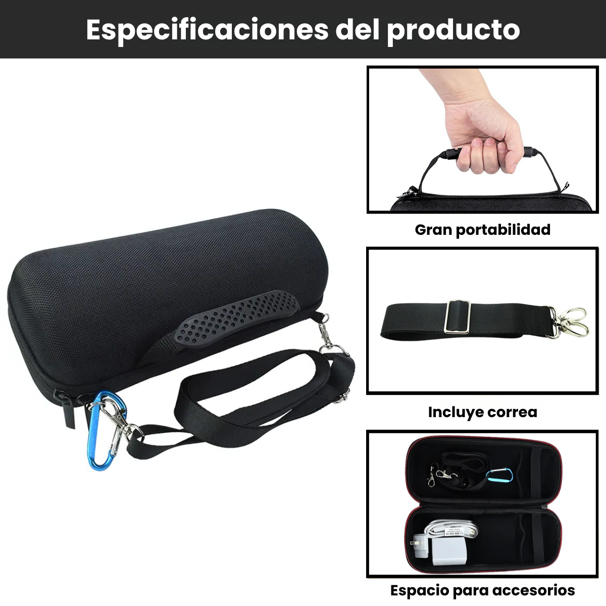 Estuche Rigido Jbl Grip Protector A La Medida Con Correa