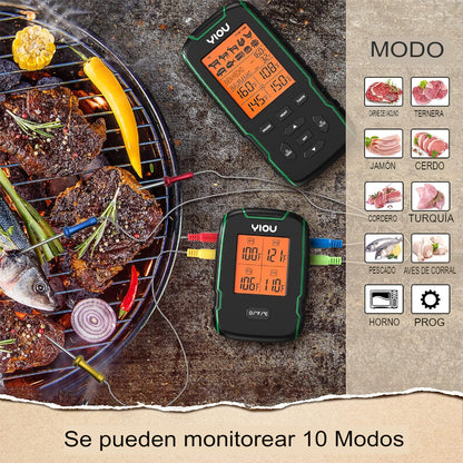 Termómetro Cocina Sonda Acero Cuádruple Carne Chef Digital