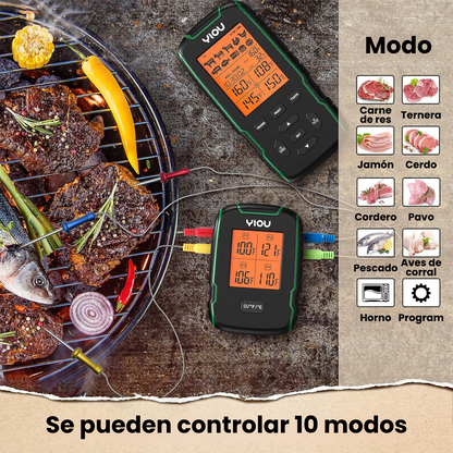 Termómetro Cocina Sonda Acero Cuádruple Carne Chef Digital