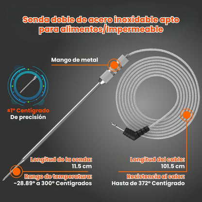 Termómetro Digital con Dos Sondas Cocina Carne Chef Para Carnes