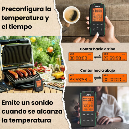 Termómetro Cocina Sonda Acero Cuádruple Carne Chef Digital