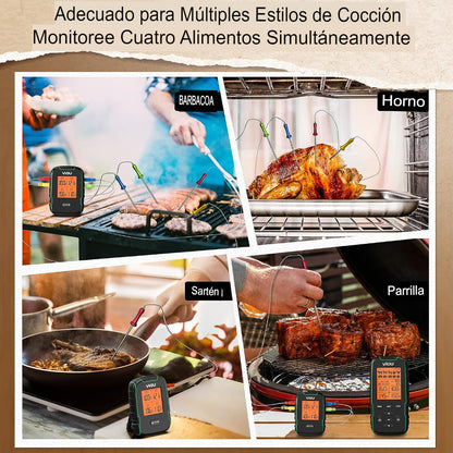 Termómetro Cocina Sonda Acero Cuádruple Carne Chef Digital