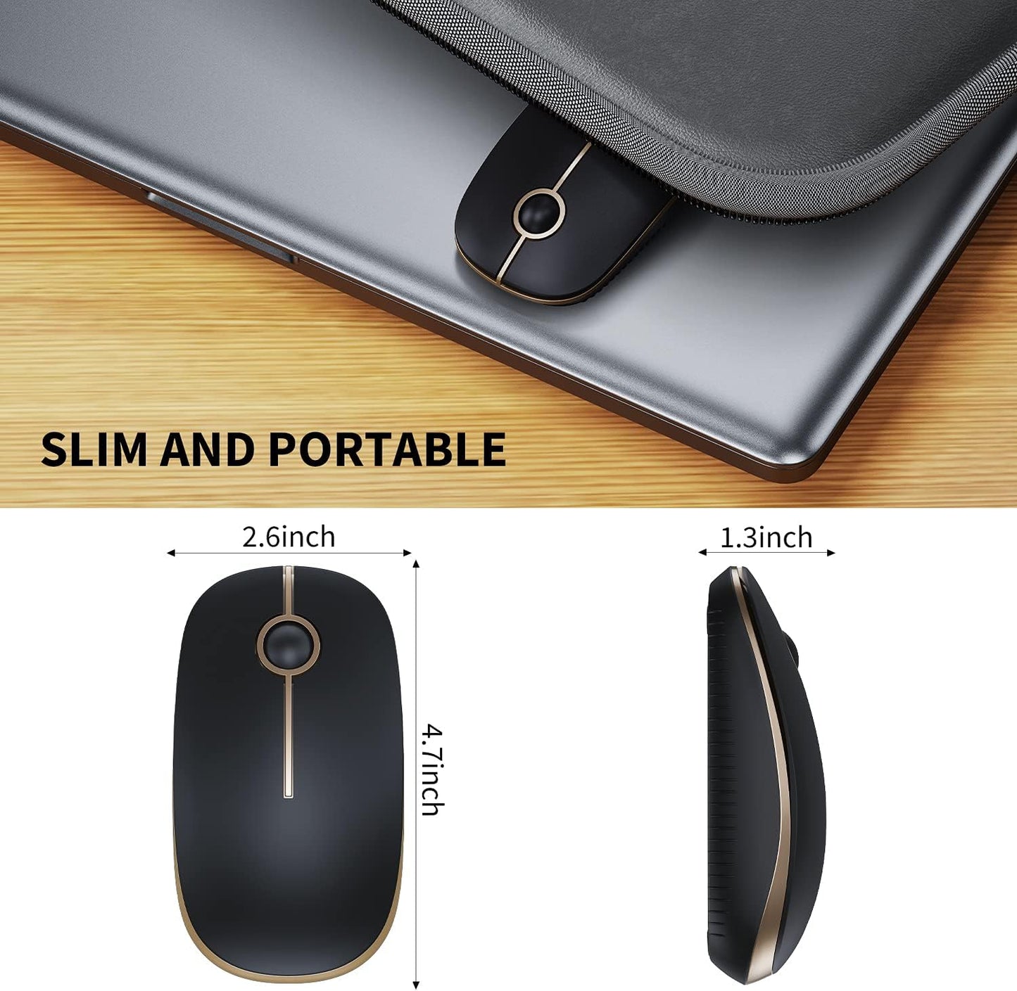 Mouse Inalambrico Elegante Y Silencioso Optico Para Portátil