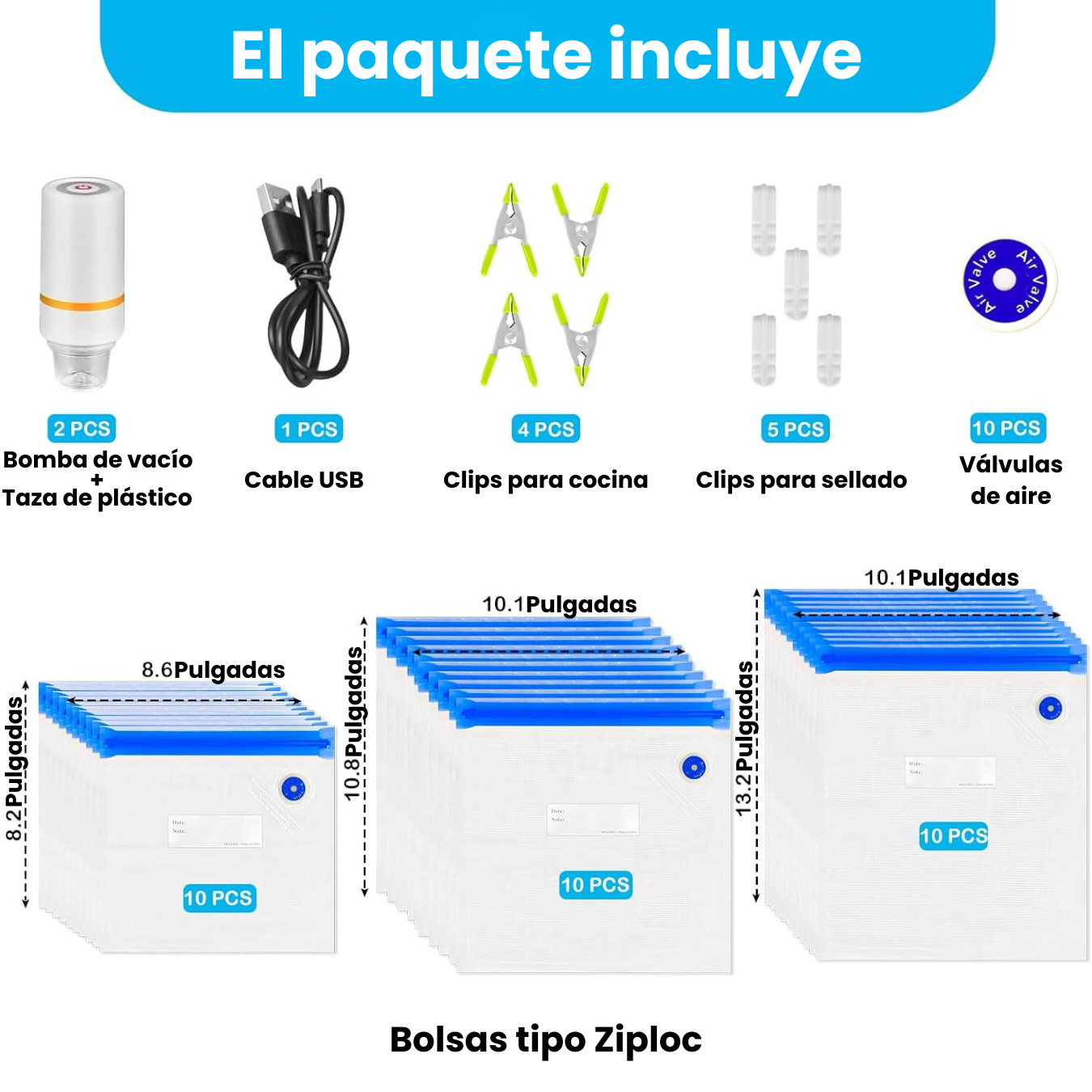 Sellador Eléctrico De Mano Y Pack Bolsas De Sellado Al Vacío