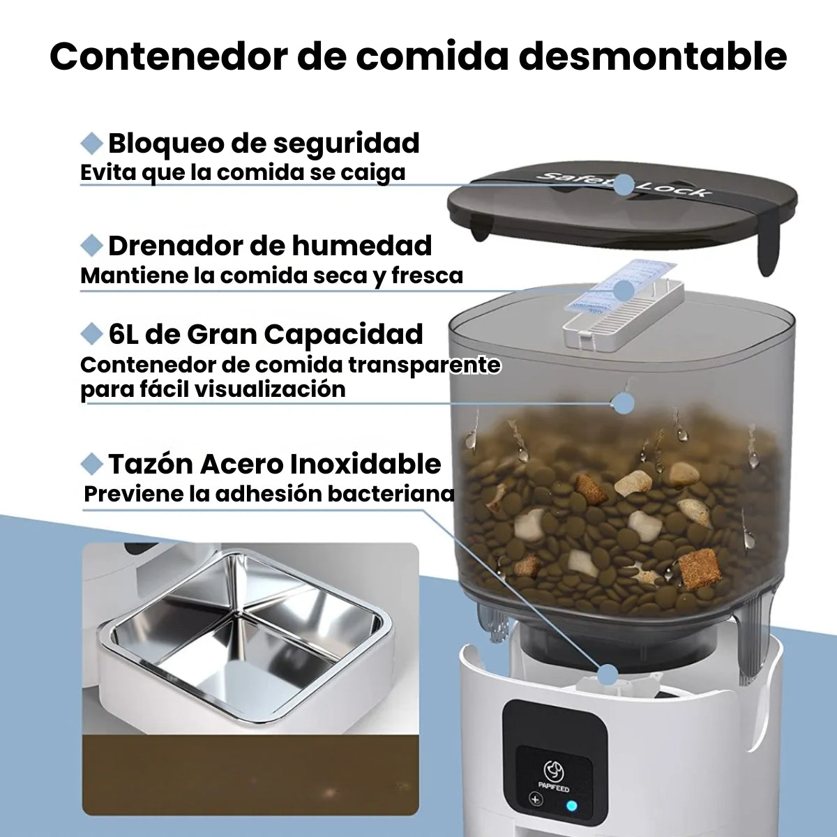 Comedero Alimentador Dispensador Wifi Automático Mascotas
